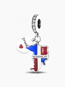 Dominican Republic Charm, Round Plate Domincan Republic Charm, Life Journey for Women, Perfect for Birthday Gift, Sweet Inspired Adjustable Bracelet