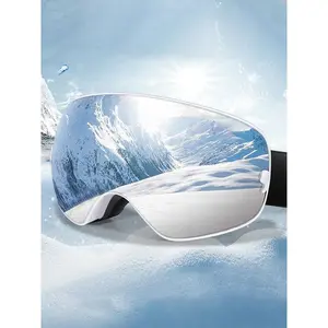 Unisex Fashion Ski Sunglasses, OTG Snowboard Goggles, Windproof Sports Eyewear, Replaceable Anti-Fog Lenses, UV 400 Protection, Fall & Winter Sport Style