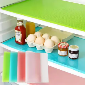 LMMAKE 12Pcs Cuttable Refrigerator Lining Mats EVA Material Waterproof Nonslip Washable Drawer Cabinet Mats Insulated Moisture Proof Stain Resistant Food-Grade Non-Toxic Easy Cleaning Blue Coasters Tableware