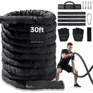 Battle Rope for  Gym Workout - 1.5 Inch 30ft Heavy Weighted  Exercise Ropes Fitness Equipment with Sleeve and Anchor Strap Kit for Outdoor Working Out