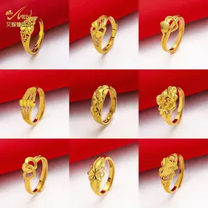 Dubai Gold Color Ring For Women Resizable Brazilian Wedding Bride Arabic Ethiopian Finger Ring Nigerian Jewellery Moroccan