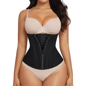 Women's Waist Trainer Corset Shapewear Tummy Control Sport Workout Cincher Body Shaper with Zipper Hooks Plus Size Breathable Fabric 15 Steel Bones Support waist trainer shapewear tummy control waist trainer