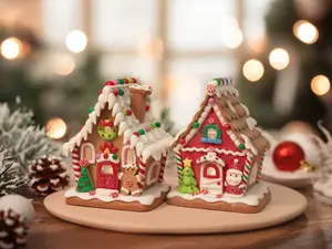 Santa & Gingerbread Light-Up Houses