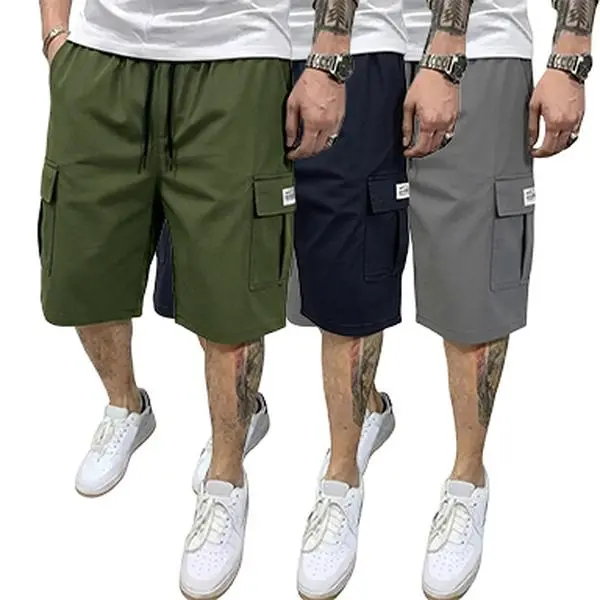 3-piece set — Men’s casual fashion drawstring shorts: summer beach shorts with slight stretch and multiple pockets, suitable for everyday wear and work. New for Summer 2026
