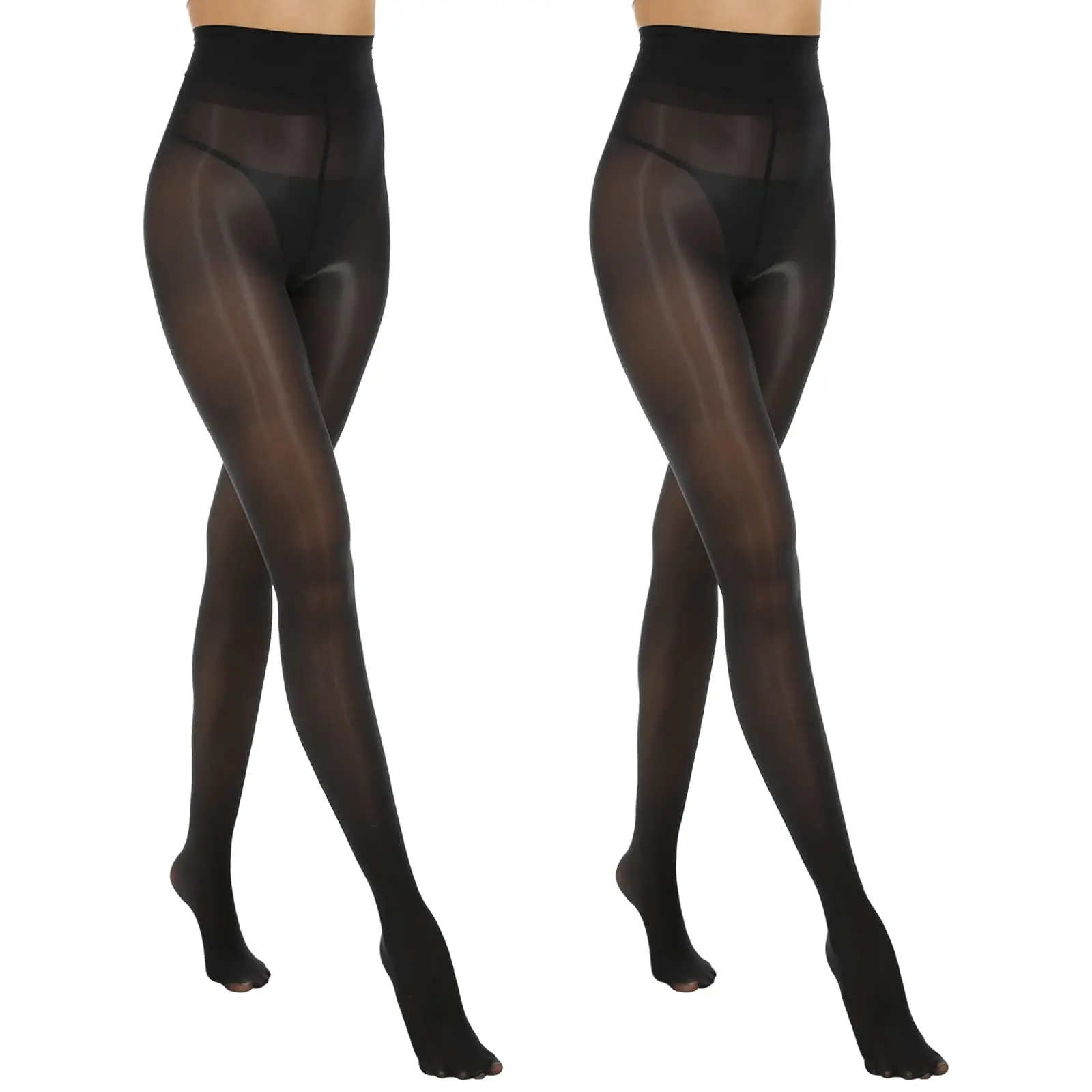 MANZI Women's Shiny Sheer Tights High Waist Pantyhose Silky Spandex Stretch Oil Shimmer Nylon Stockings Dressy Legwear for All Seasons SpringStatements Basic Lightweight Elastic