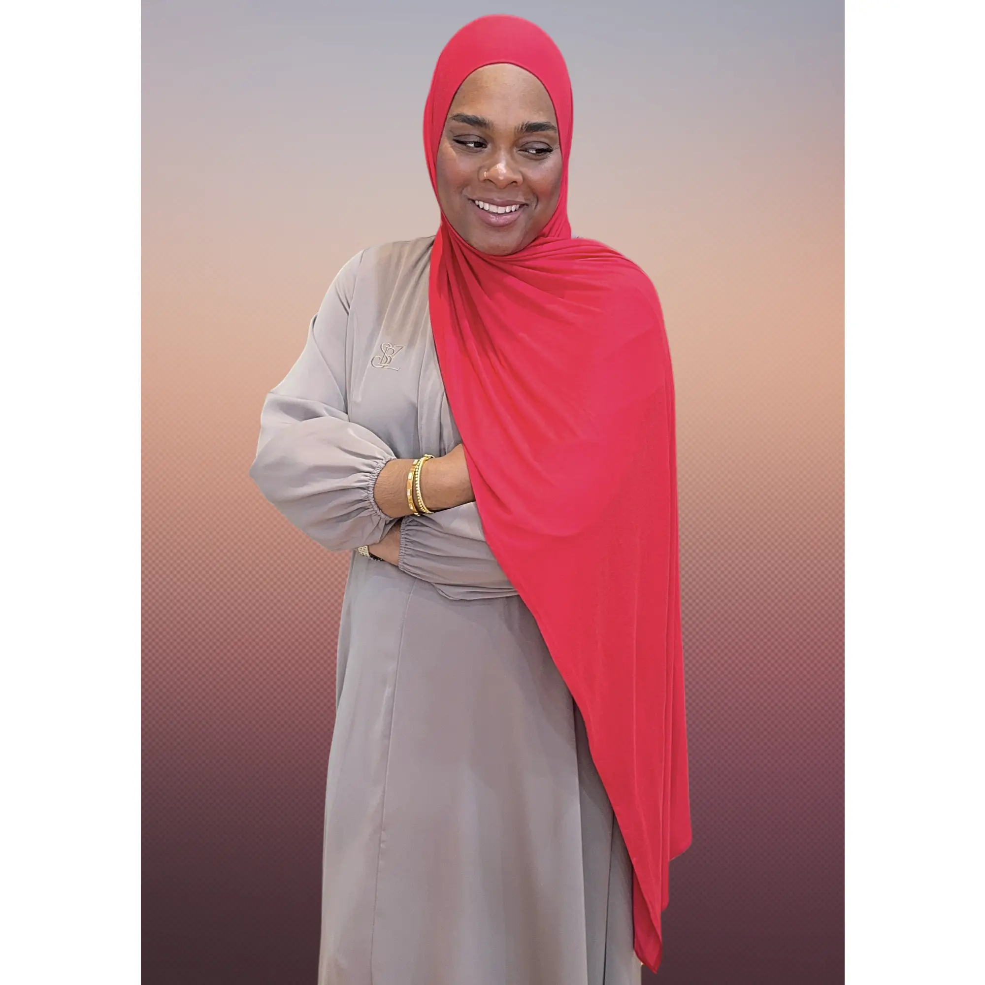 Ruby Red XL Jersey Knit Hijab - Versatile Design for Everyday Wear