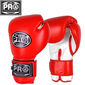 ProBoxing Leather Boxing Gloves – (Red & White) – Training Boxing Gloves for Boxing, MMA, Muay Thai & Sparring – Durable Genuine Leather, Wrist Support, Impact Protection