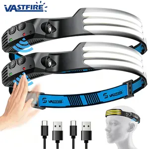 VASTFIRE Rechargeable LED Headlamp 230° Wide Beam Motion Sensor Waterproof Head Flashlight with 5 Modes for Outdoor Camping Hiking Fishing Cycling Repair Holiday Gifts
