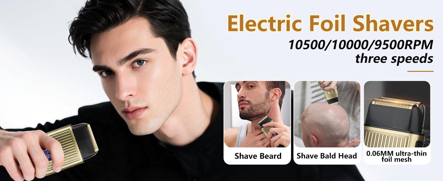 Hair Clippers for Men Professional & Beard Trimmer Kit,Foil Shaver Nose Hair Trimmer for Man,Cordless Clippers and Hair Trimmers Set,Men's Shaving Fade Haircut Kit LED Display,Mens Gifts