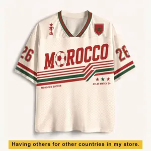 Morocco Custom Name Number Soccer Jersey, Morocco-Inspired V-Neck Mesh Jersey, Personalized Football Fan Shirt Gift