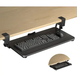 Keyboard Tray Under Desk Large C-Clamp 25.6” (30” Including Clamps) x 11.8” Slide-Out Platform Computer Drawer Pull Out Keyboard & Mouse Tray Black DSF4