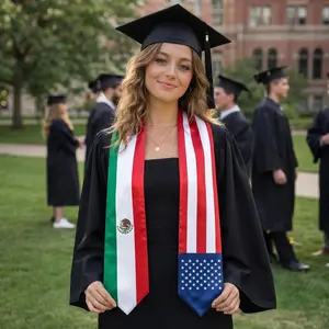 Mixed Two Flag Graduation Sash/Stole Customized (Note), Graduation Sash Class of 2026, Personalized Grad Sash, College Graduate Stole