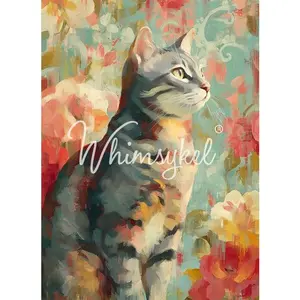Whimsykel - Gray Tabby Decoupage Paper (21x29 Size)