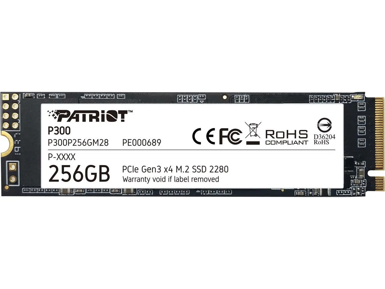 Patriot P300 M.2 2280 256GB PCIe Gen3 x4, NVMe 1.3 Internal Solid State Drive (SSD) P300P256GM28 Patriot P300 M.2 2280 256GB PCIe Gen3 x4, NVMe 1.3 Internal Solid State Drive (SSD) P300P256GM28