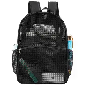 Heavy Mesh Backpack Beach Backpack,Zipper Casual Mesh Breathable Backpack, College Backpack Mesh Backpacks for Kids, Adults, School, Beach, and Travel,Transparent Mesh Backpacks with Padded Straps