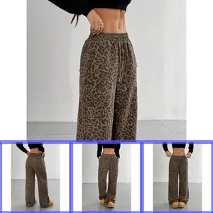 Women'sLeopardPrintWideLegPants,CasualComfyTrousersforDailyWear,LadiesBottomsforAllSeasons,Homewear,WomenswearCanbepairedwithwomen'swindbreakersandraincoats
