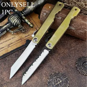 Higonokami Japan Mini Folding Knife 7Cr13Mov Steel Blade Copper Alloy Handle Camping Fruit Outdoor Knife Survival EDC Multi-Purpose Tool Folding Pocket Knives