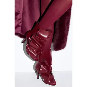 AZALEA WANG BIRDSONG BURGUNDY SNAP OPEN TOE STILETTO BOOTIE AZALEA WANG BIRDSONG BURGUNDY SNAP OPEN TOE STILETTO BOOTIE