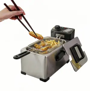 3.5L Professional Grade Electric Deep Fryer with AdjustableTemperature Control, Easy Drain Basket, Viewing Window, FastHeating 2000 Watts, Stainless Steel Housing, Black and Silver,Home Cookware griddle for slow cook nonstick Digital Touch Screen Air Oven