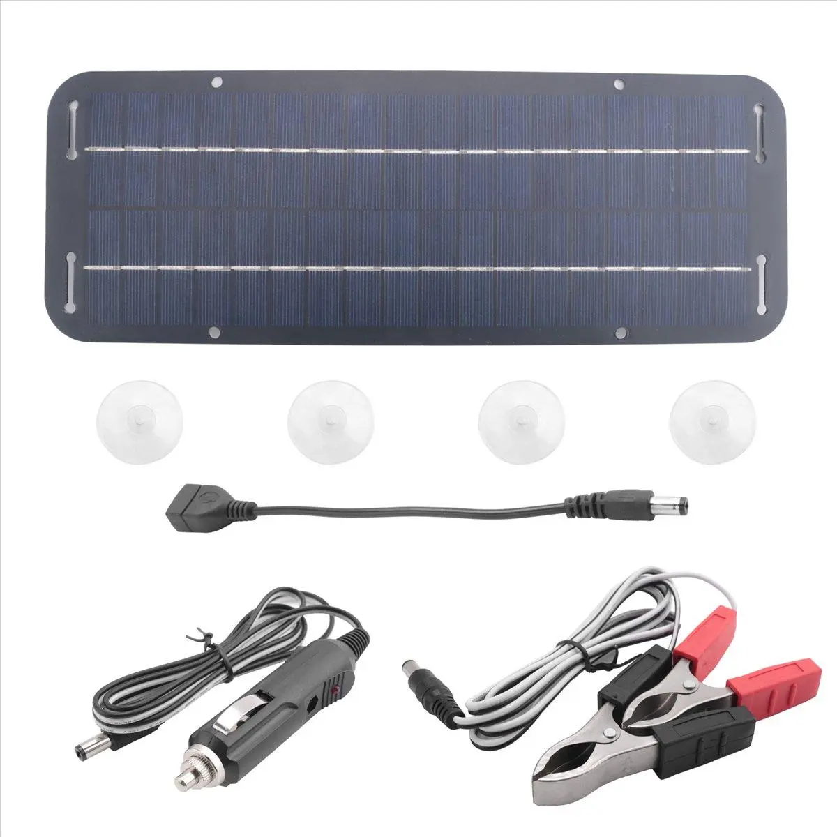 12V 30W Portable Solar Panel Battery Charger & Maintainer, Automotive Tool for Truck Batteries, Car Charger with Clamps & Alligator Clips, Tools and Gadgets for Vehicle Maintenance