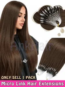 50pcs/pack Strands Microlink Hair Extensions, Ultra Smooth and Super Soft, Silky Straight Micro Bead Hair Extensions for Women