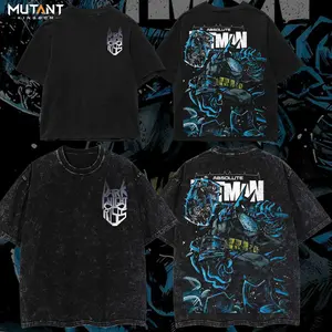 [  Mutant Kingdom ] The Arkham Dark Knight Absolute New 2026 - Darknight verse Edition Double Printed Oversize Lightweight Acid Washed Tee TV series Vintage Graphic Design Top Cotton Comic Movie Superheroes Streetwear T-Shirt Clothes Menswear Womenswear