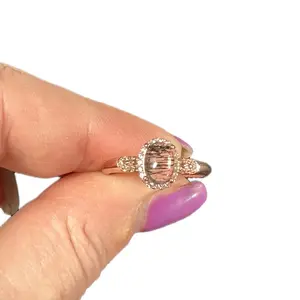 Black Rutalited Quartz Rose Gold Overlay S925 adjustable ring