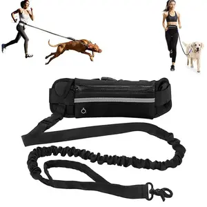 Hands Free Reflective Dog Leash for Running Walking with Waist Bag