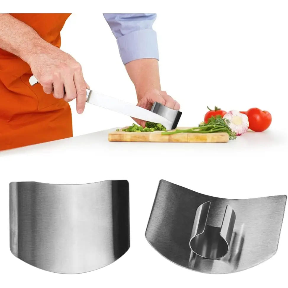 Stainless Steel Finger safe Guard, 2024 New Finger Protector for Cutting Food, Premium Slicing Tool Finger Protector Finger Protectors When Cutting, Slicing, Dicing, Chopping Vegatables (2 Pcs) Pousbo