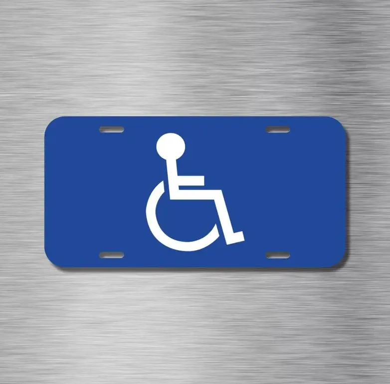 Handicap Disabled Wheelchair Symbol Aluminum License Plate - Premium Metal 12x6 Medical Accessibility Front Tag, Novelty Auto Bumper Plate Decor
