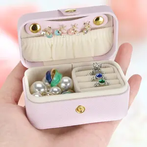 Small Travel  Box, Mini  Holder for Multiple Rings Necklace Earrings Lipstick, Portable  Storage Organizer Case with Removable Ring Slot ()