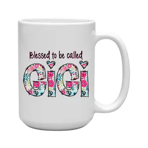 Grandma Flower Mug, Blessed To Be Called Gigi Mug, Birthday Gift, Mother's Day Gift, Mug For Grandma Nana, Gigi Flower Mug, Valentine Mug Gift, Grandma Valentines, From Grandkids, White Mug 11oz 15oz