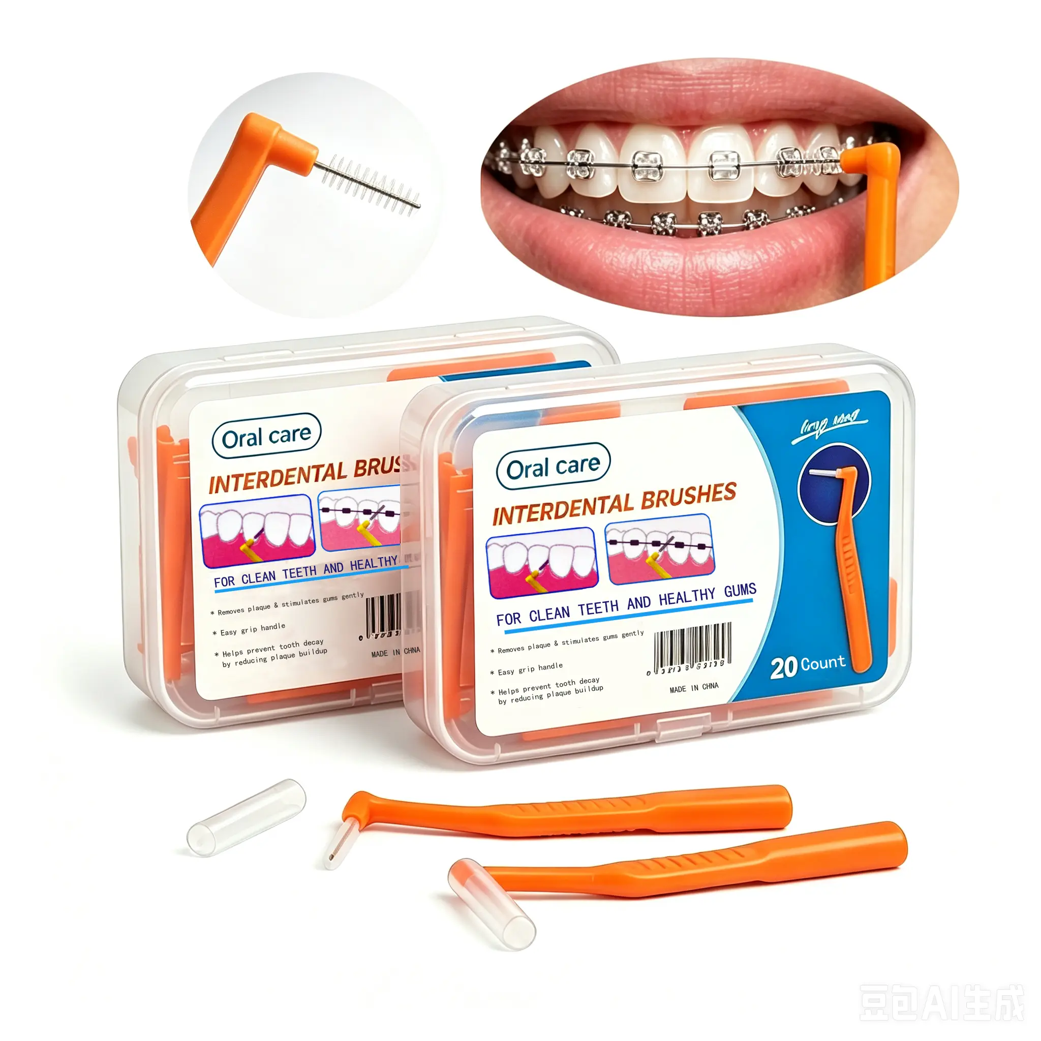L-type Interdental Brush 40pcs/Box Orthodontic Oral Toothbrush Escova Removes Food Plaque Better Teeth Oral Hygiene Floss Tool Teeth Cleaning Tool Oral Hygiene Essentials Oral Care Tools Oral Care Supplies