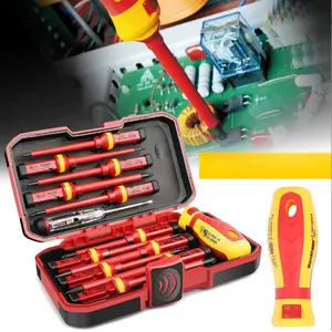 Insulated Electric Screwdriver Set, 13-Piece Cr-V Magnetic Cross-Head, Professional One-Piece Design, Ideal for Electrical & Industrial Use, Magnetic Screwdriver Tools