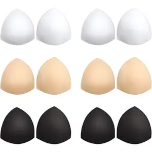 Bra Pads Inserts 6 Pairs Removable Breast Enhancers in White Beige and Black Colors for Women's Bra Cups Versatile Styling Options