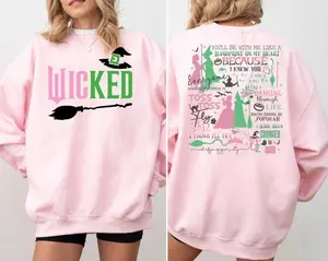 Witch Pink And Green Sweatshirt, Wicked Glitter Colorful T-Shirt, Wicked A New Musical Sweatshirt, Defy Gravity Broomstick Magic Wand