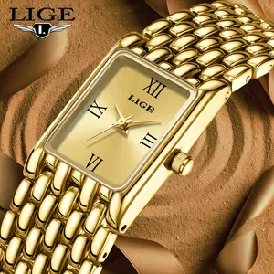 LIGE Elegant Classic Exquisite Square Dial Women's Bracelet Quartz Watch Gift For Her Beads Luxury and Jewellery accessories