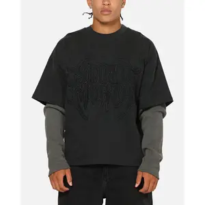 Saint Morta Crested Wing Long Sleeve Layered T-Shirt Vintage Black