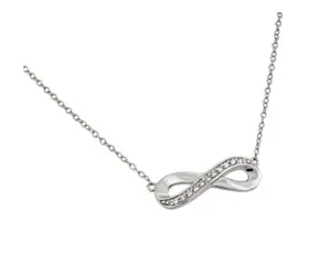 925 Silver Rhodium Plated Clear CZ Infinity Pendant Necklace