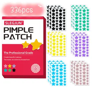 336pcs Pimple Patches, Water Gel Acne Stickers, Cute Colorful Stars, Invisible Breathable, Suitable for Acne and Blemishes