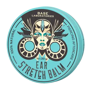 Base Laboratories Natural Ear Stretching Balm - Plant-Based Formula with Eucalyptus Oil for Gauges Tapers & Plugs Earcare Moisturizing & Healing Aftercare