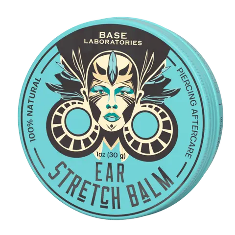 Base Laboratories Ear Stretch Balm – Plant-Based Gauge Balm with Shea Butter, Jojoba & Vitamin E for Ear Stretching & Stretched Lobes, Moisturizing, 1.7 oz