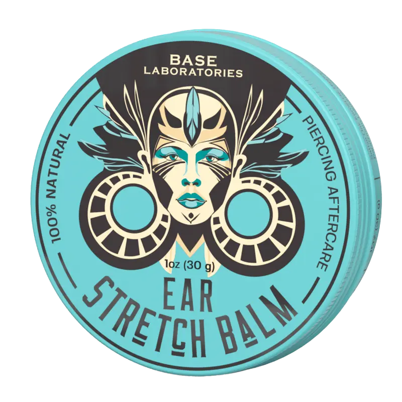 Base Laboratories Ear Stretch Balm – Plant-Based Gauge Balm with Shea Butter, Jojoba & Vitamin E for Ear Stretching & Stretched Lobes, Moisturizing, 1.7 oz