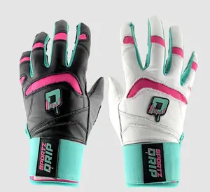 Sportz Drip Bash Clash Batting Gloves White/Black Genuine Leather for Baseball & Softball Players Unisex-Youth Adult