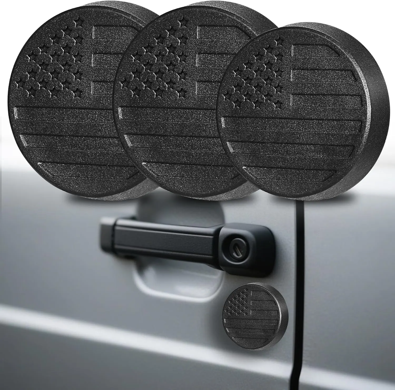 Magnetic Keyhole Covers for Jeep Wrangler JL/Gladiator JT 2018-2025 ABS 2 Front & 1 Tailgate Door Lock Protectors, Keyhole Decor Accessories with Scratch-Free Silicone Backing, 3 PCS, BlackGift.