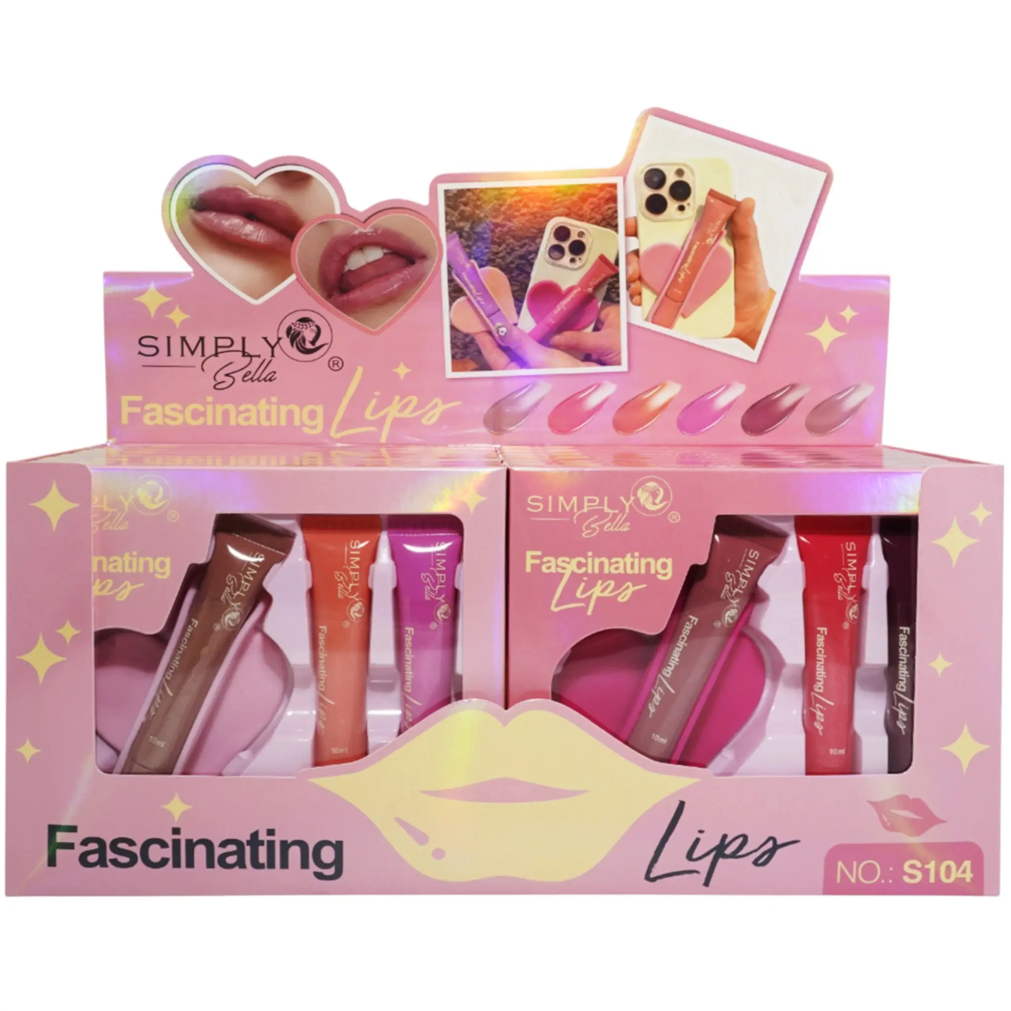 Simply Bella Fascinating Lips - Wholesale Display 12 Sets (S104)