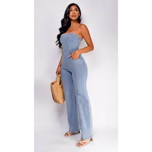 Dara Denim Tube Jumpsuit - Blue