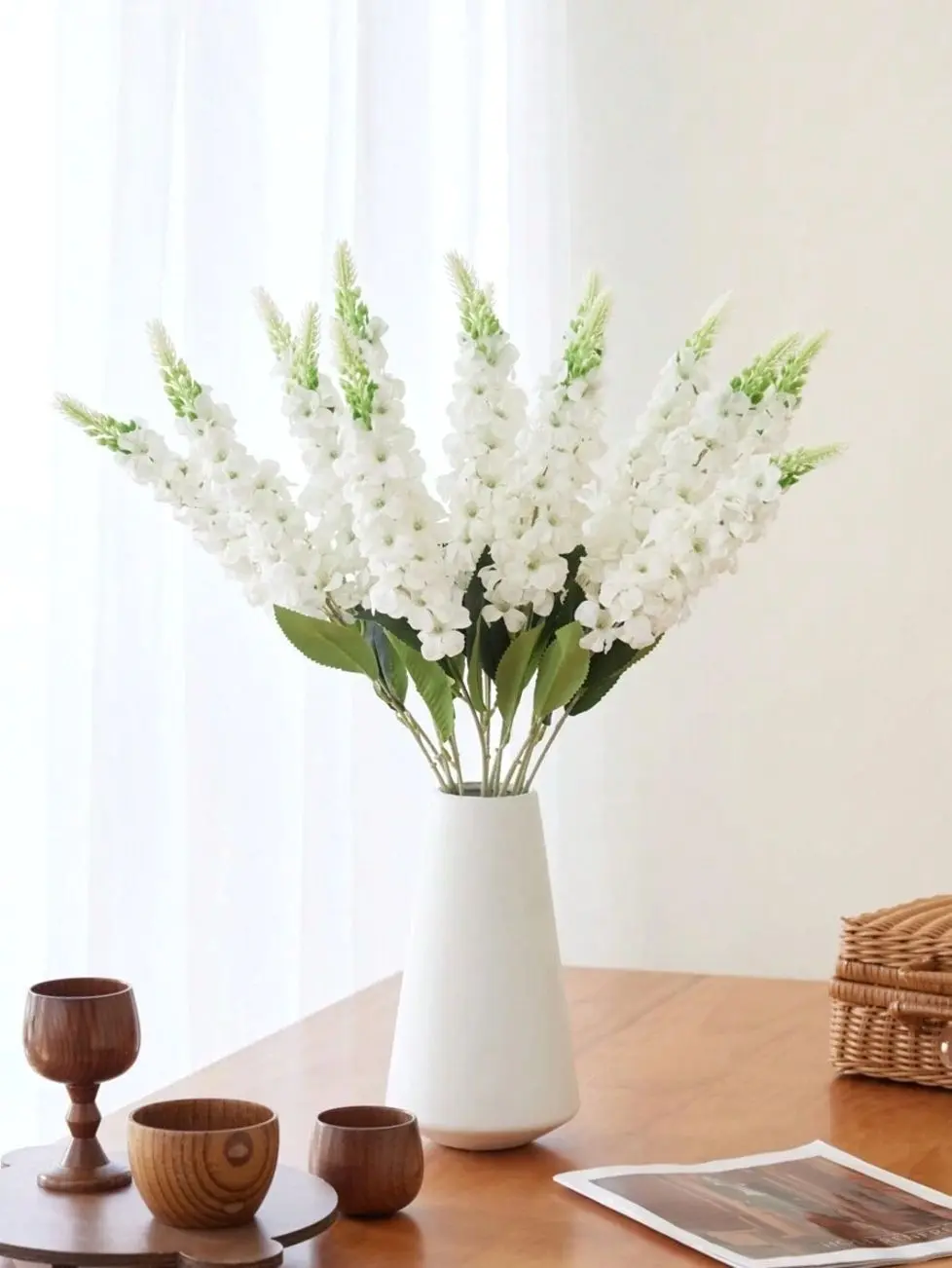 Artificial Snapdragon Flowers, 29 Inch Tall Silk Delphinium Stems, Realistic Faux Larkspur for Wedding, Home Decor, and Floral Arrangements