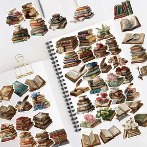 50pcs Retro Book Series Stickers, Decal, Office Supplies and Notebook Accessories, Suitable for Scrapbooks, Diaries, Laptops, Water Bottles, Cars, Etc., Based on A Design Inspired By Faith.