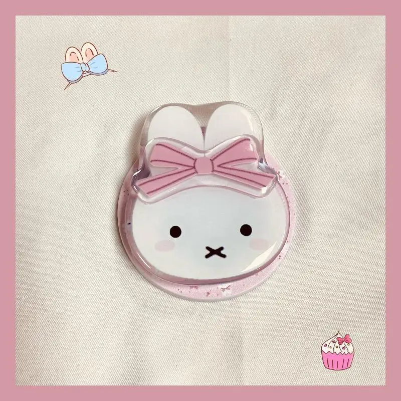 Cute Miffy Magnetic Phone Holder - Kawaii Bunny Stand with Folding Arm, Telescopic Design for iPhone 15/14/13, Samsung MagSafe Accessories, Magnetic Phone Stand, Mount